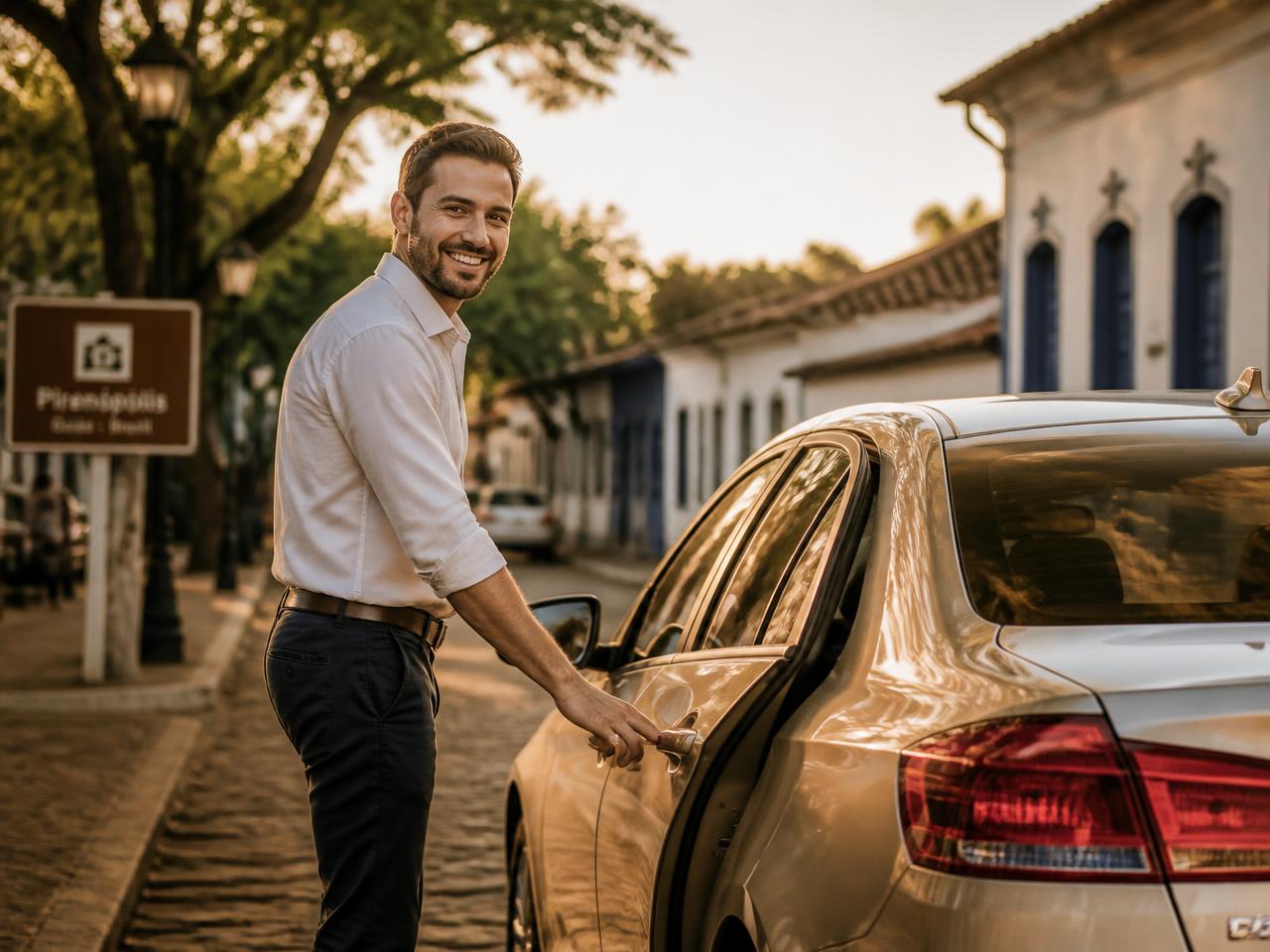 Passageiro entrando em um carro da Mobijú